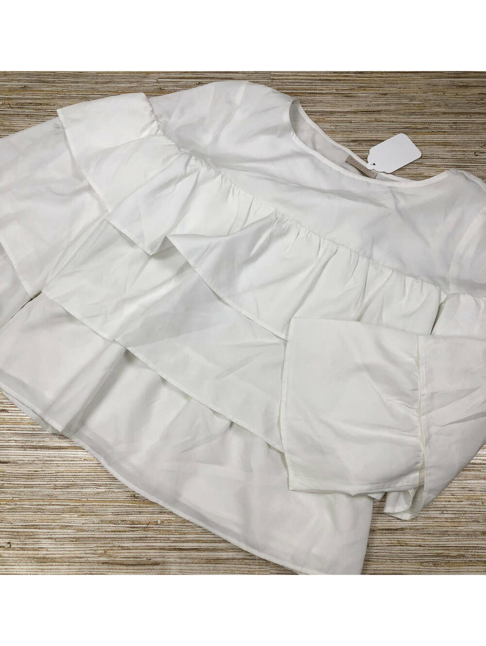 2339 Marabelle ruffle blouse WHITE  Size S Nwot